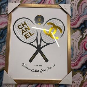 CHANEL Gold and Black Tennis Racket Wall Art